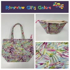 Large Tote Bag With Zip - Rainbow Ferns